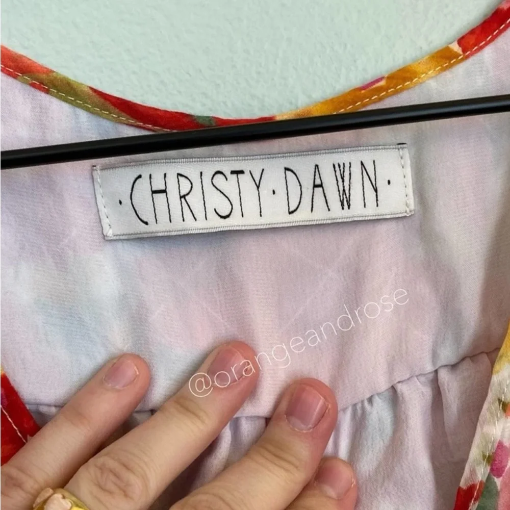 Christy Dawn White Pink Yellow Watercolor Floral The Dawn Dress Maxi Medium M - Picture 9 of 9